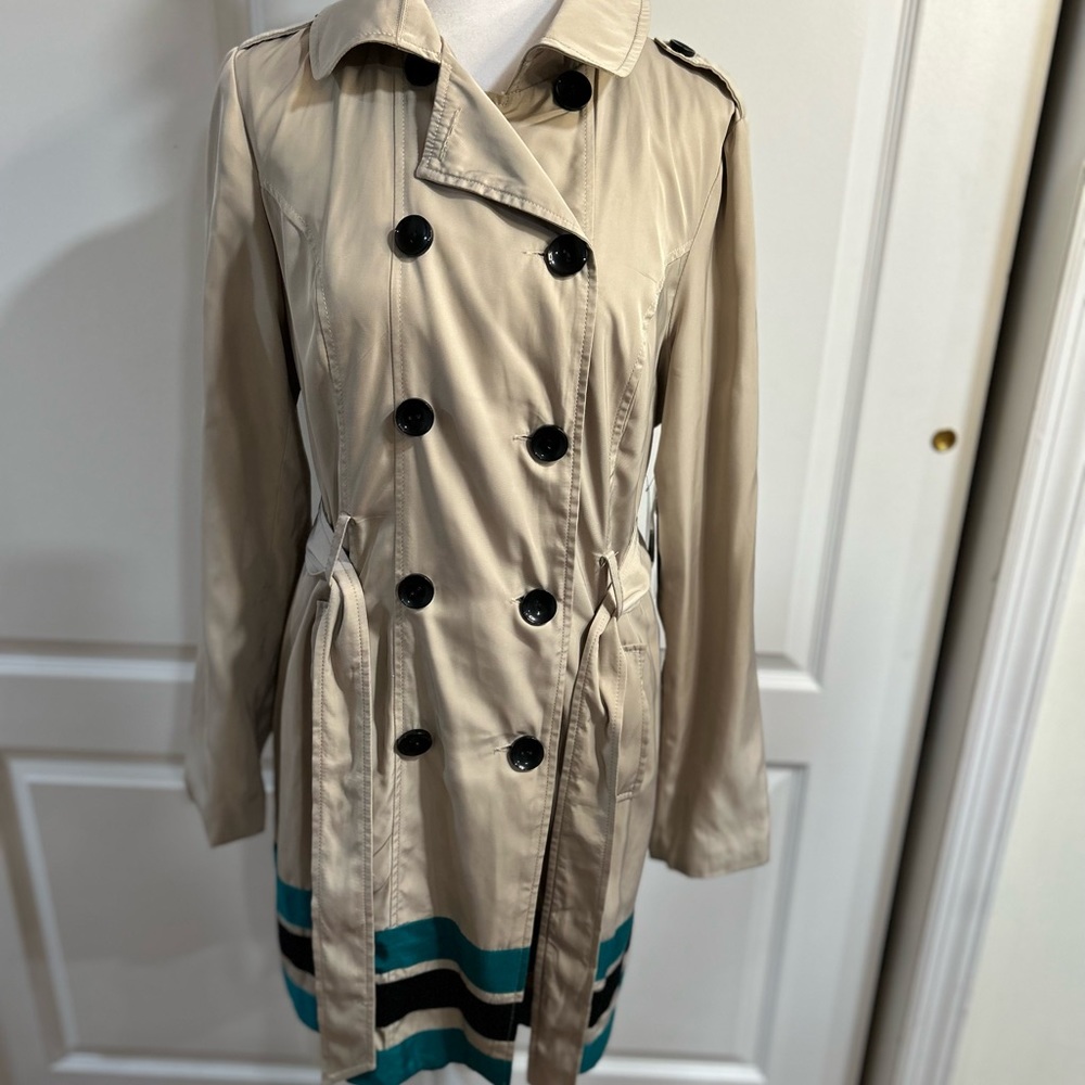 KENSIE brand new double breasted trench coat satin lining large (junior size).